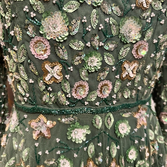 SOLD-Mac Duggal Floral Appliqué long sleeve illusion evening gown - Picture 11 of 11